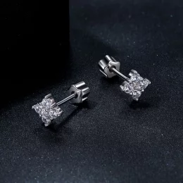 Kolczyki moissanite z czterolistną koniczynką PANDORA Style (z jednym certyfikatem) - MSE056