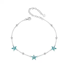 Bransoletka na kostkę PANDORA Style Starfish Teal - SCT026