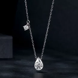 Naszyjnik typu drop z moissanitem o masie 0,5 ct w stylu PANDORA (z jednym certyfikatem) - MSN037