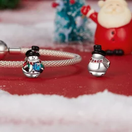 PANDORA Style Christmas Bell Snowman Beads - SCC2913