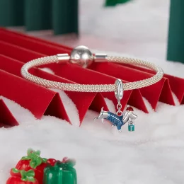 Wisiorek PANDORA Style Christmas Dachshund - BSC1069