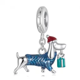 Wisiorek PANDORA Style Christmas Dachshund - BSC1069