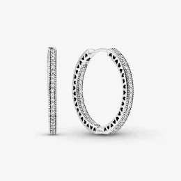 Kolczyki Pandora Sparkle and Hearts Hoop - 296319CZ