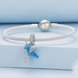 Pandora Styl Delikatny Wisiorek Charm z Błękitką - BSC858