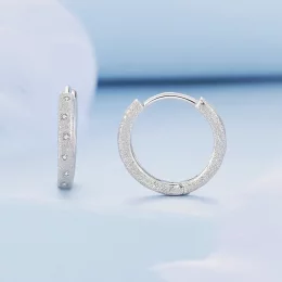 Pandora Style Geometryczne Kolczyki Hoop z Efektem Błyskawicy - BSE848