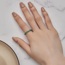 Pandora Style Pełne Pave Zielony Spinell Pierścień - BSR432