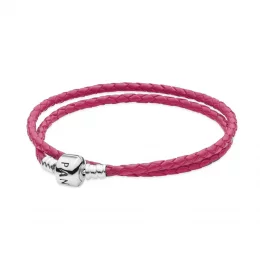 Double Pink Leather Bracelet - Pandora PL