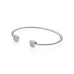 Srebrne branzoletki bangle z logo PANDORA