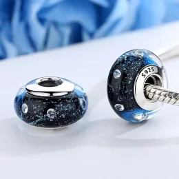 Charms Typu Pandora Bąbelkowanie o północy z gwintowanym szkłem Murano - SCZ028