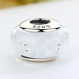 Charms Typu Pandora Białe szkło Murano - SCZ002