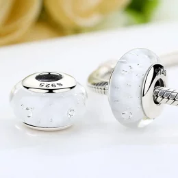 Charms Typu Pandora Białe szkło Murano - SCZ002