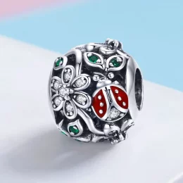 Charms Typu Pandora Biedronki i kwiaty - SCC926