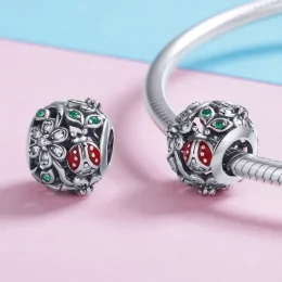 Charms Typu Pandora Biedronki i kwiaty - SCC926