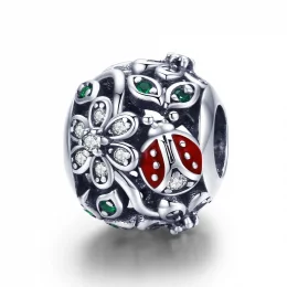 Charms Typu Pandora Biedronki i kwiaty - SCC926