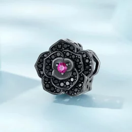 Charms Typu Pandora Czarna róża - SCC2380