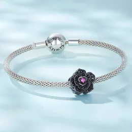 Charms Typu Pandora Czarna róża - SCC2380