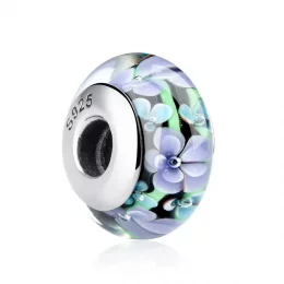 Charms Typu Pandora Fioletowe Kwiaty Szkło Murano - SCZ009