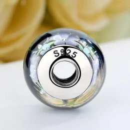 Charms Typu Pandora Fioletowe Kwiaty Szkło Murano - SCZ009