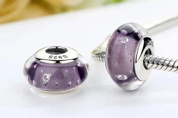 Charms Typu Pandora Fioletowe szkło Murano - SCZ001