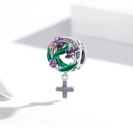 Charms Typu Pandora Kobieca Moc - Kwiatowy Krzyż - SCC2142