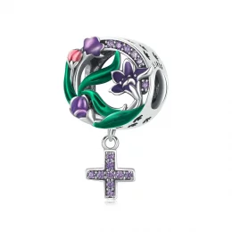 Charms Typu Pandora Kobieca Moc - Kwiatowy Krzyż - SCC2142