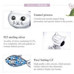 Charms Typu Pandora Kotek Z Rybą - BSC226