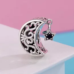 Charms Typu Pandora Księżyc i gwiazda - SCC483