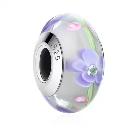 Charms Typu Pandora Kwiaty Wisteria Szkło Murano - SCZ019