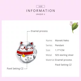 Charms Typu Pandora Maneki Neko - SCC1374