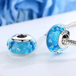 Charms Typu Pandora Niebieski trend z gwintowanym szkłem Murano - SCZ029