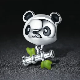 Charms Typu Pandora Panda uwielbia jeść bambus - SCC325