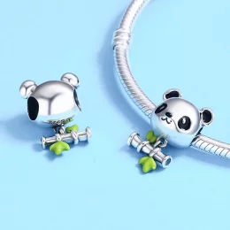 Charms Typu Pandora Panda uwielbia jeść bambus - SCC325