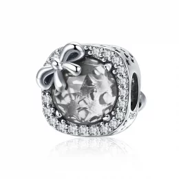 Charms Typu Pandora Pavé kokardka - SCC1058-WH