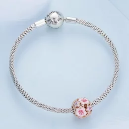 Charms Typu Pandora Różowa Sakura - BSC643