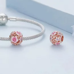 Charms Typu Pandora Różowa Sakura - BSC643