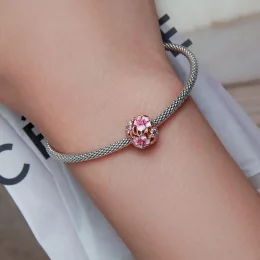 Charms Typu Pandora Różowa Sakura - BSC643