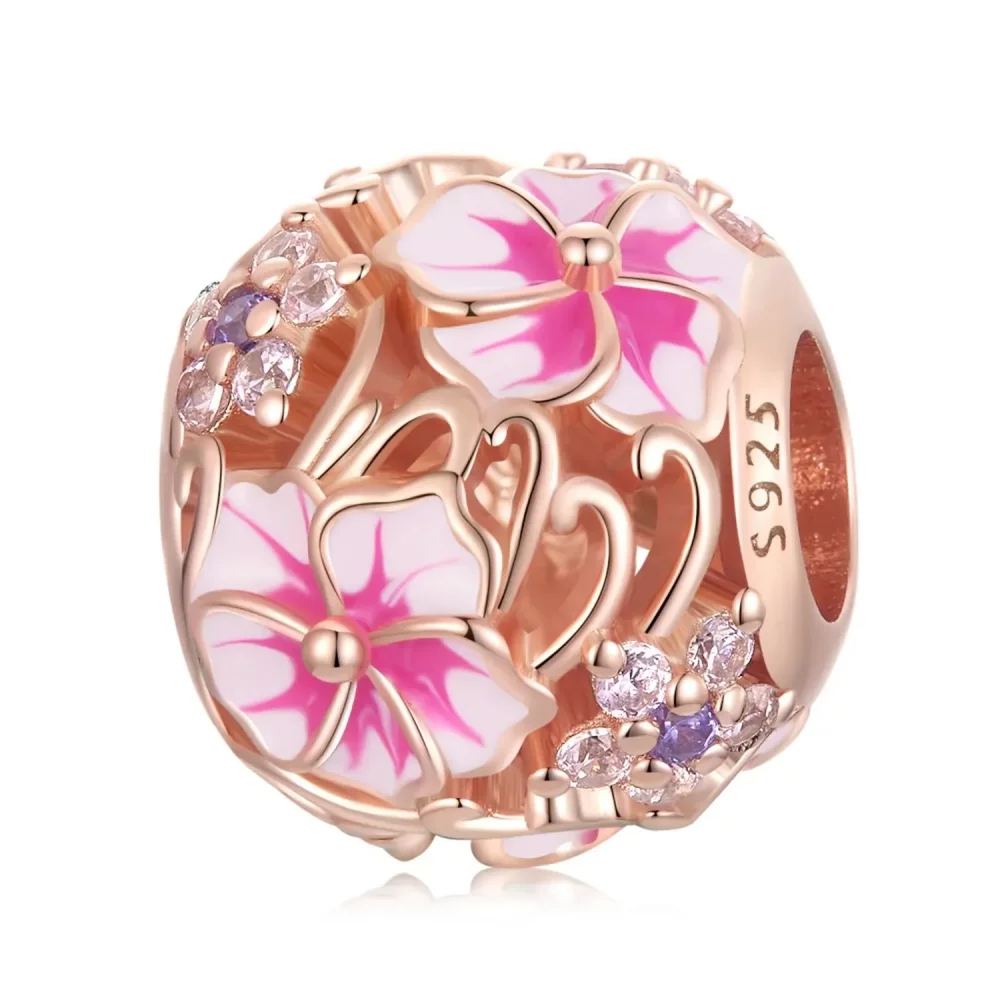 Charms Typu Pandora Różowa Sakura - BSC643