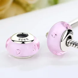 Charms Typu Pandora Różowe szkło Murano - SCZ003