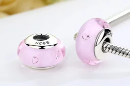 Charms Typu Pandora Różowe szkło Murano - SCZ003