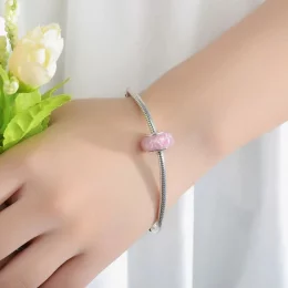 Charms Typu Pandora Szkło Murano w różowe kwiaty - SCZ008