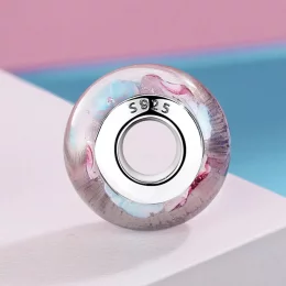 Charms Typu Pandora Szkło Murano w różowe kwiaty - SCZ056