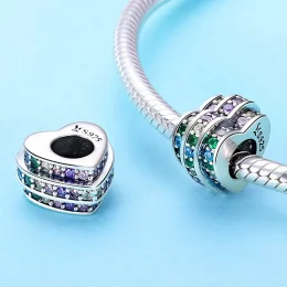 Charms Typu Pandora tęczowe serce - SCC725