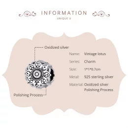 Charms Typu Pandora Vintage Lotos - SCC1823