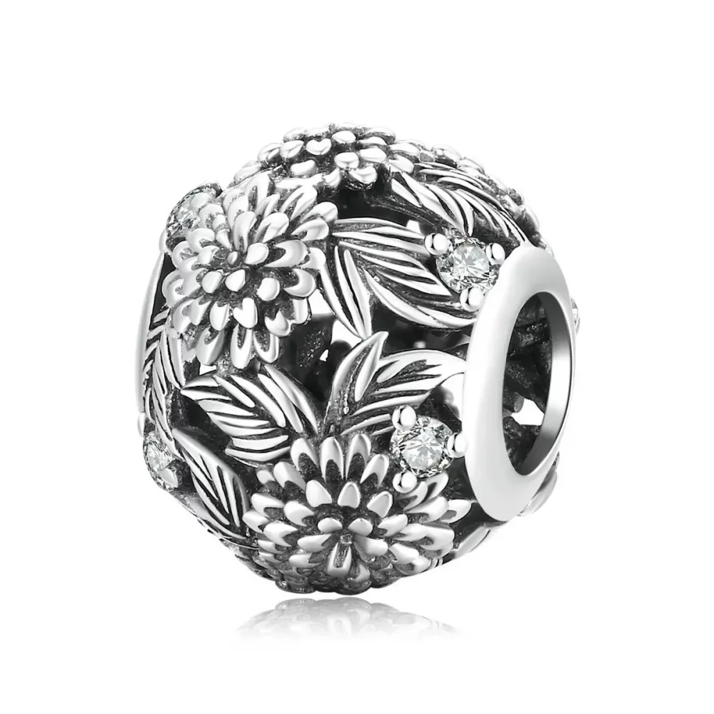 Charms Typu Pandora Wytłoczone Kwiaty - SCC2097