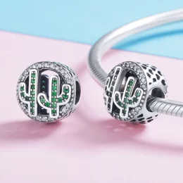 Charms Typu Pandora Zielony żywy kaktus - SCC918