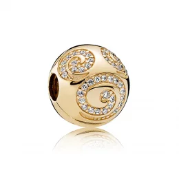 Mickey Mouse Gold Swirl Charm - Pandora PL