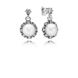 Everlasting Grace Earrings, White Pearl & Clear CZ - Pandora PL