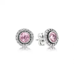 Statement Pink Sparkling Stud Earrings - Pandora PL