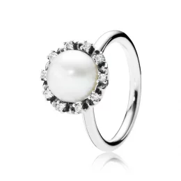 Everlasting Grace Stackable Ring, Pearl & Clear CZ - Pandora PL