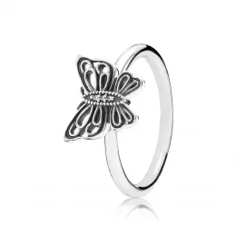 Openwork butterfly silver ring with cubic zirconia - Pandora PL